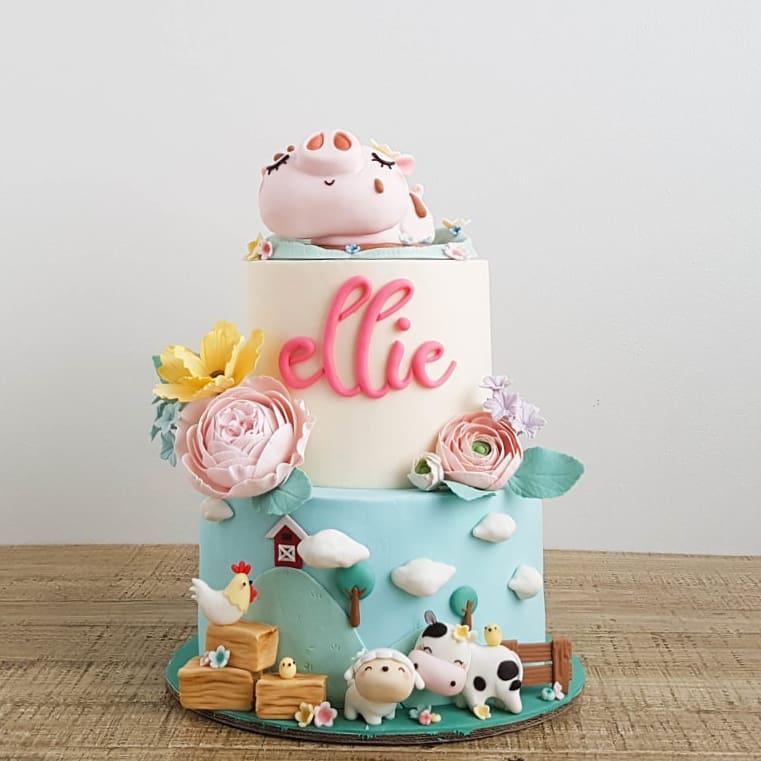 کیک تمام فوندانت pig